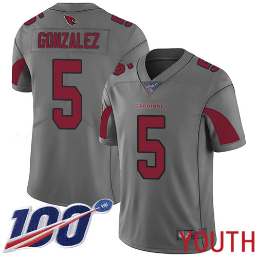 Arizona Cardinals Limited Silver Youth Zane Gonzalez Jersey NFL Football #5 100th Season Inverted Legend->youth nfl jersey->Youth Jersey